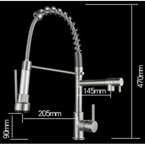 Robinet de cuisine à ressort en acier inoxydable pour eau chaude et froide, adapté aux éviers, bacs à vaisselle et bacs à légumes - Noir et Or
