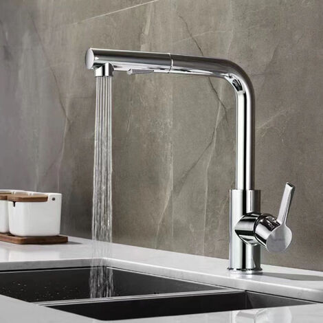 Robinet de Cuisine-Acier inoxydable - argent brillant - débit d'eau 5.4L/min