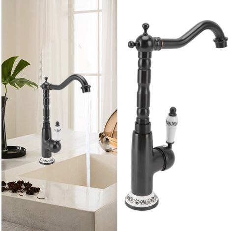 Robinet de cuisine antique en cuivre doré 360° rotation avec filtres céramiques et finition laiton pour évier de cuisine et salle de bain