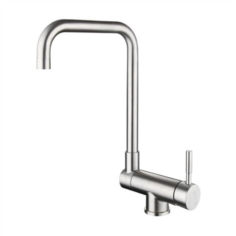 Robinet de cuisine argenté pour installation sous fenêtre — Mitigeur chaud/froid pivotant et rabattable en acier inoxydable 304