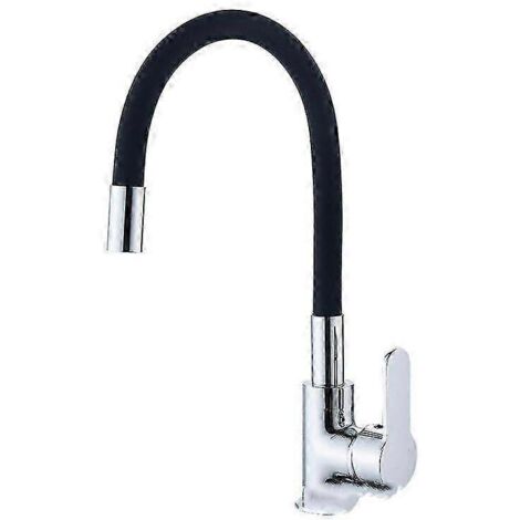 Robinet de cuisine avec bec flexible, mitigeur monocommande pour évier, chromé