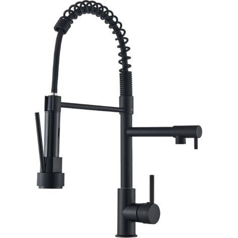 Robinet de Cuisine avec Douchette Abaissée,Robinet d'évier en Acier Inoxydable,Rotatif à 360° avec Deux Fonctions de Pulvérisation,Noir