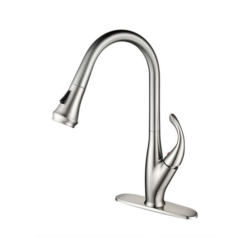 Robinet de Cuisine avec Douchette Extractible 2 Jets Mitigeur Evier avec Douchette pour Evier Bec Pivotant à 360° Laiton