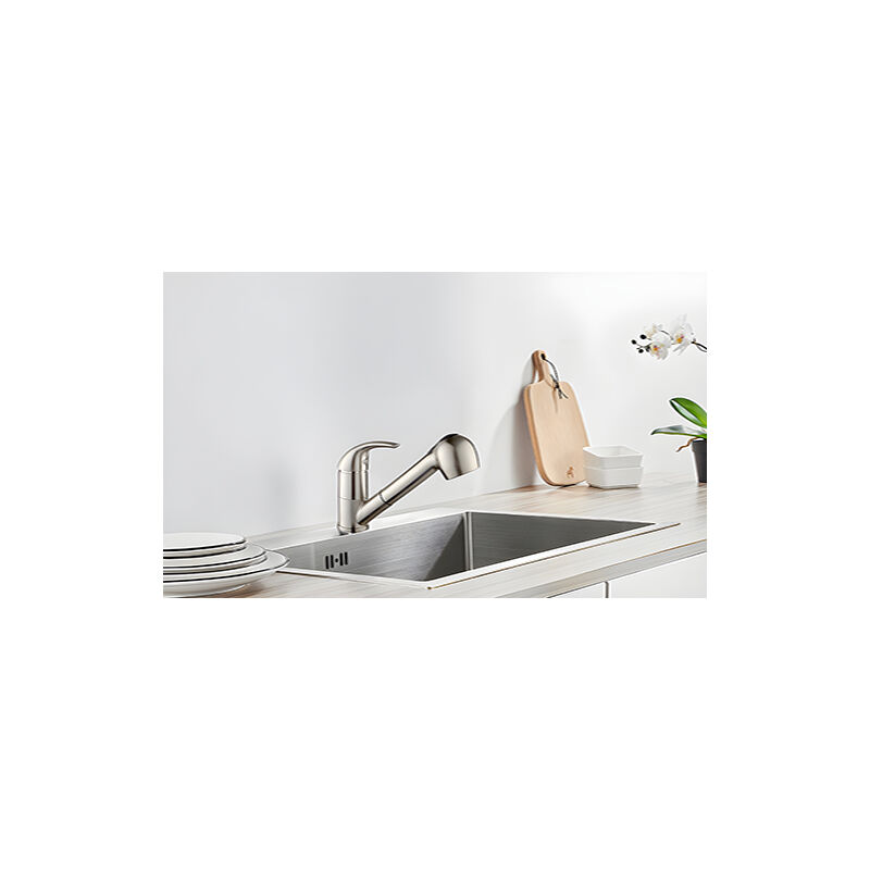 Robinet de Cuisine avec Douchette Extractible Mitigeur d'évier 2 Jets au Choix Mitigeur Cuisine en Acier Nickel Robinet Evier Brossé