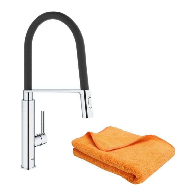Grohe - Robinet de cuisine avec douchette Feel Quickfix chromé + microfibre