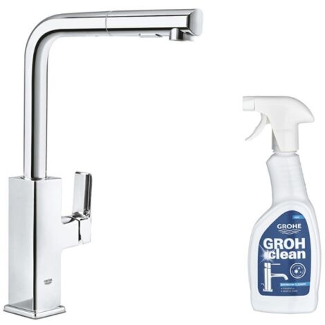 Robinet de cuisine avec douchette GROHE Quickfix Tallinn chromé + microfibre