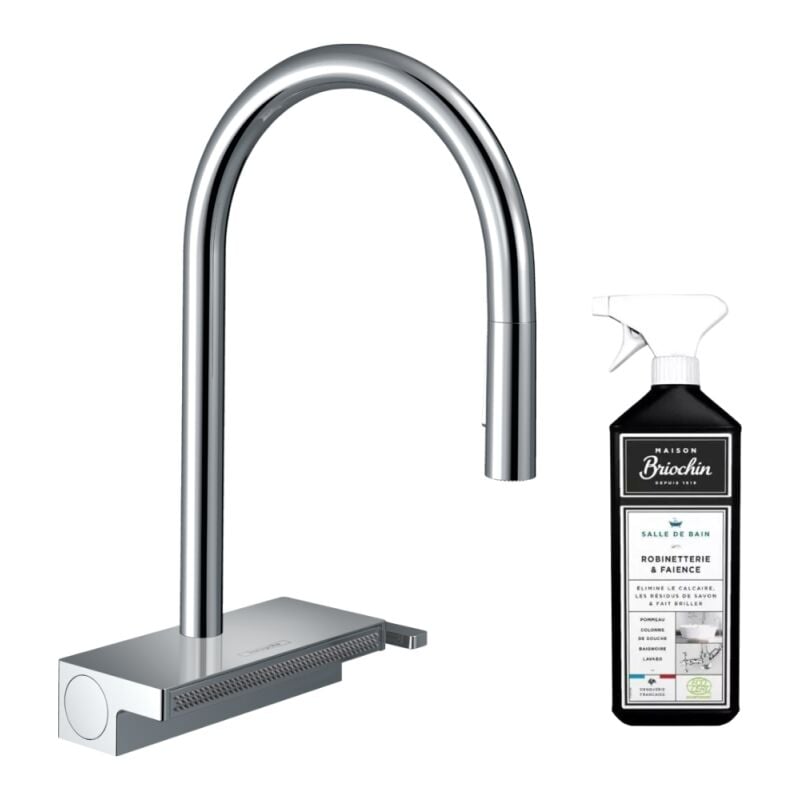 Hansgrohe - Robinet de cuisine avec douchette Aquno Select M81 170 3 jets chromé + nettoyant Briochin
