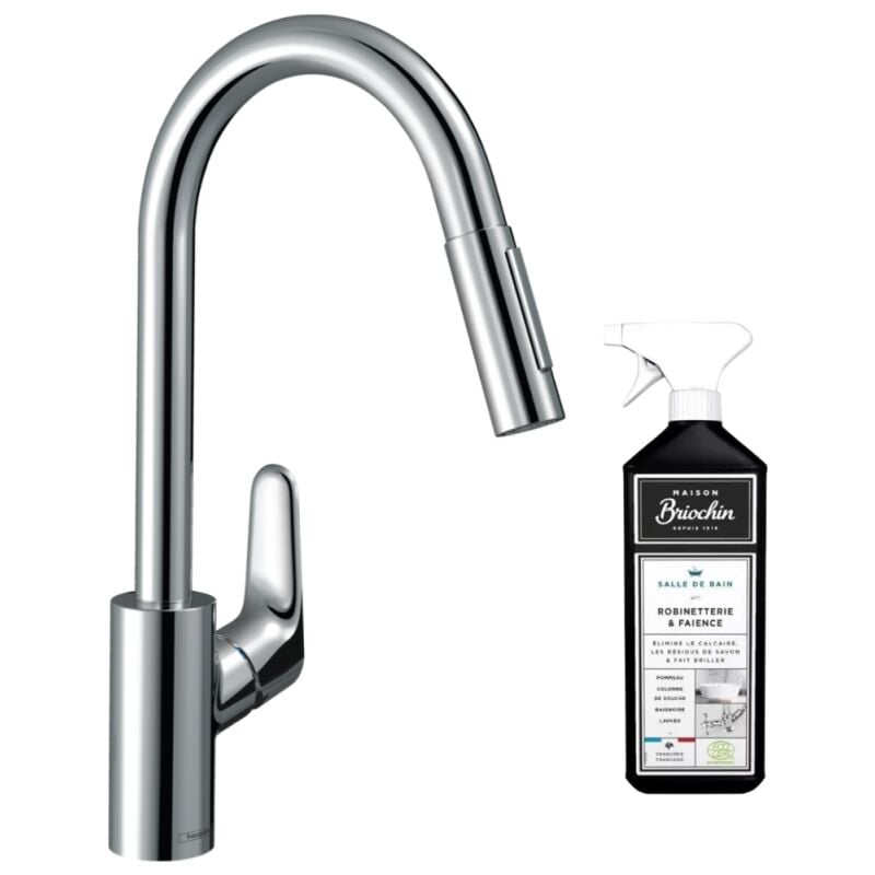 Hansgrohe - Robinet de cuisine avec douchette Focus M41 240 2 jets chromé + nettoyant Briochin