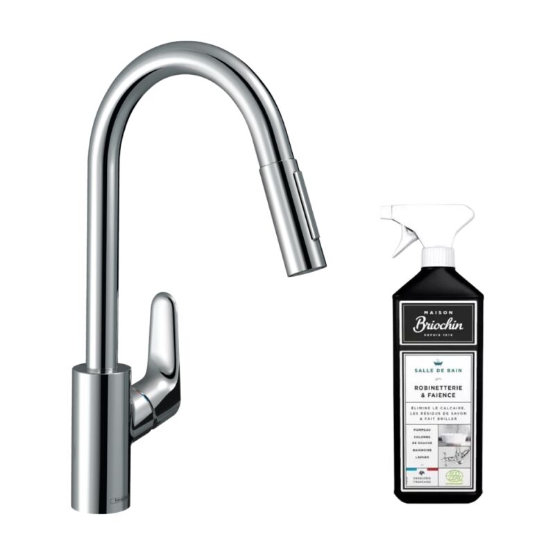 Hansgrohe - Robinet de cuisine avec douchette Focus M41 240 sBox 2 jets chromé + nettoyant Briochin - Chromé