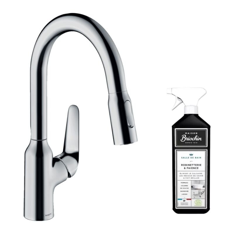 Hansgrohe - Robinet de cuisine avec douchette Focus M42 180 2 jets chromé + nettoyant Briochin