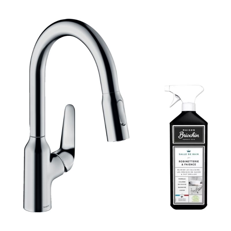 Hansgrohe - Robinet de cuisine avec douchette Focus M42 180 sBox 2 jets chromé + nettoyant Briochin