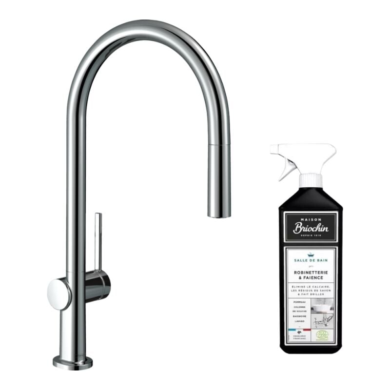 Robinet de cuisine avec douchette HANSGROHE Talis M54 210 chromé + nettoyant Briochin
