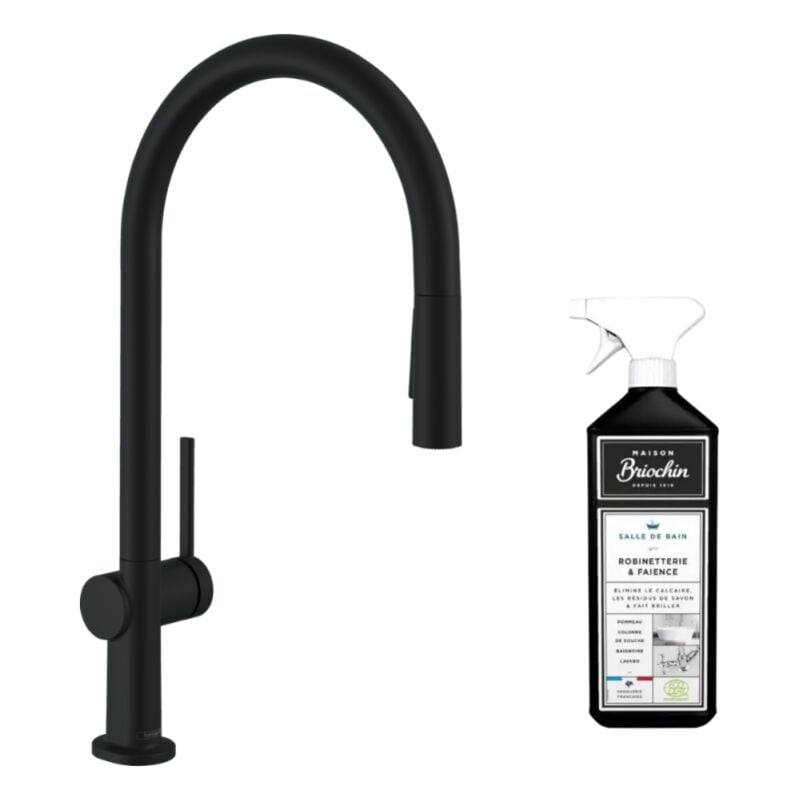 Hansgrohe - Robinet de cuisine avec douchette Talis M54 210 sBox 2 jets noir mat + nettoyant Briochin