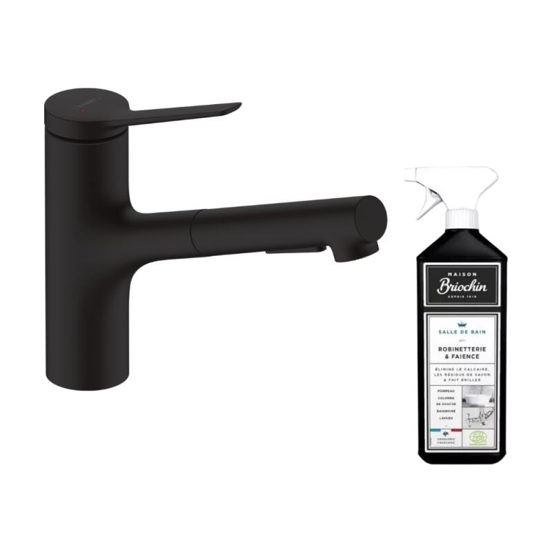 Hansgrohe - Robinet de cuisine avec douchette Zesis M33 150 sBox 2 jets noir mat + nettoyant Briochin