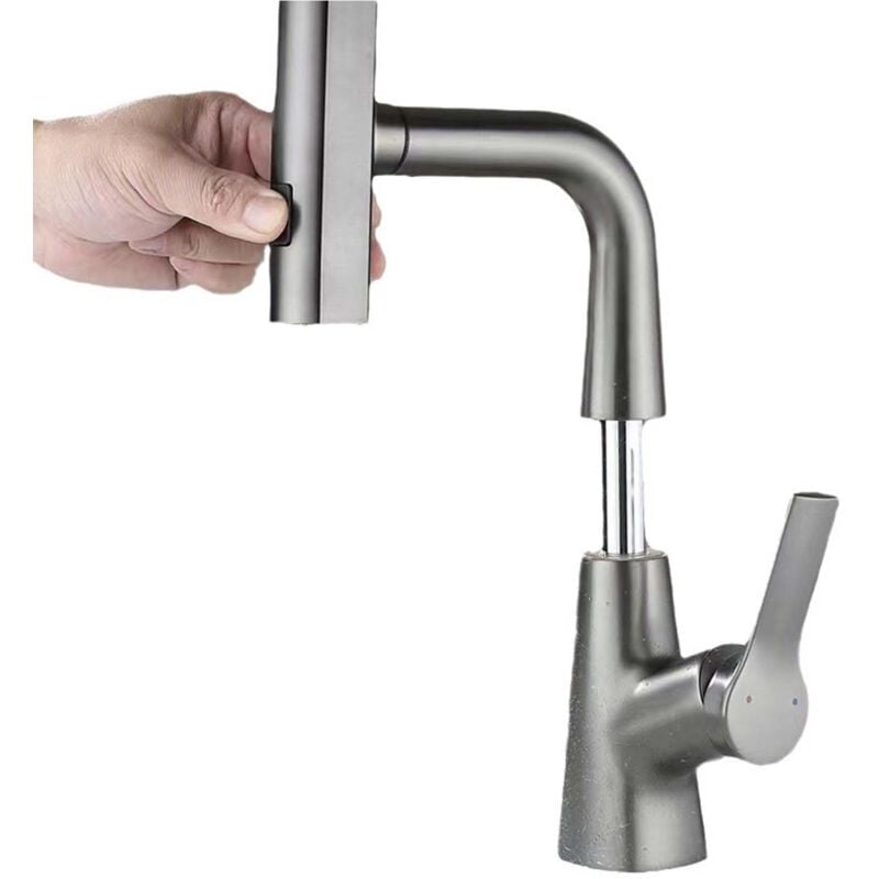 Tonchean - Robinet de cuisine avec douchette, robinet à cuvette en alliage de zinc à démarrage à froid avec bus pivotant, robinet à triple mode de