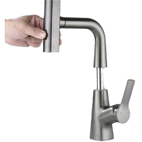 Robinet de cuisine avec douchette, robinet à cuvette en alliage de zinc à démarrage à froid avec bus pivotant, robinet à triple mode de pulvérisation, mitigeur avec douchette extractible, pistolet de