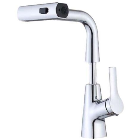 Robinet de cuisine avec douchette, robinet à cuvette en alliage de zinc à démarrage à froid avec bus pivotant, robinet à triple mode de pulvérisation, mitigeur avec douchette extractible, pistolet de