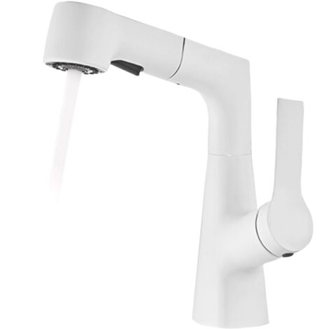 Robinet de cuisine avec douchette, robinet d'eau chaude et froide rotatif à 360° (blanc)