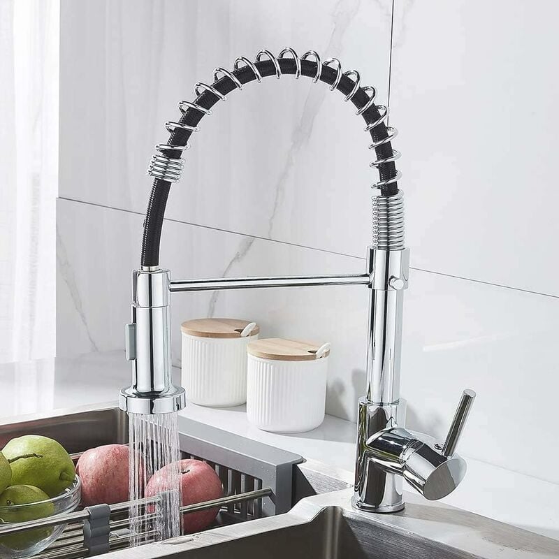 Fei Yu - Robinet de cuisine avec douchette rotative à 360° robinet de cuisine monocommande réservoir d'eau chaude et froide disponible (noir et