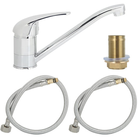 Robinet de cuisine avec filetage en cuivre G1/2" pour eau chaude et froide - Rotation  360 degrs - Poigne paisse - Robinet pour la cuisine - Cuivre