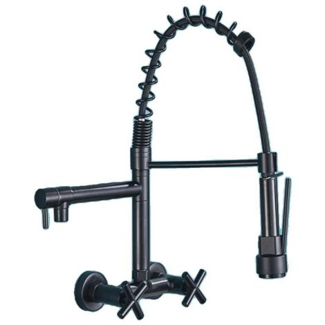 Robinet de cuisine avec finition noire mate et douchette extensible