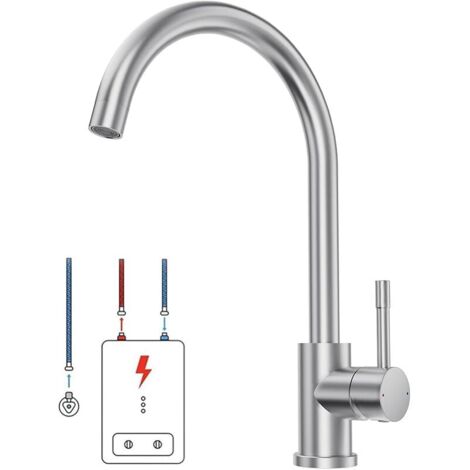 Robinet de cuisine basse pression pour chaudière, rotatif à 360° avec 3 ports G3/8, installation facile, mitigeur sous évier en acier inoxydable