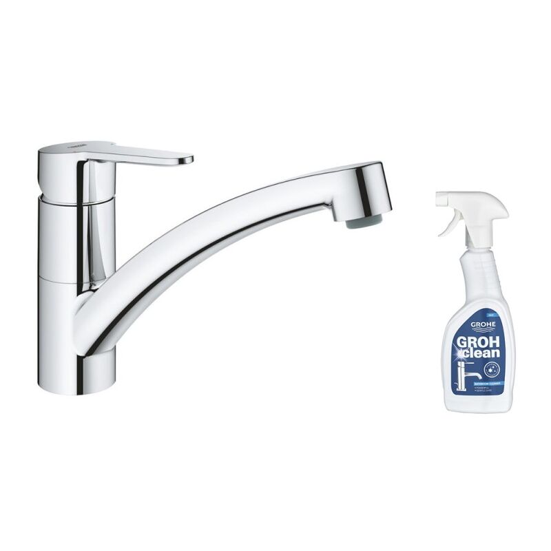 GROHE Mitigeur cuisine StartEco Bec bas Chrom&eacute; + nettoyant robinetterie GrohClean