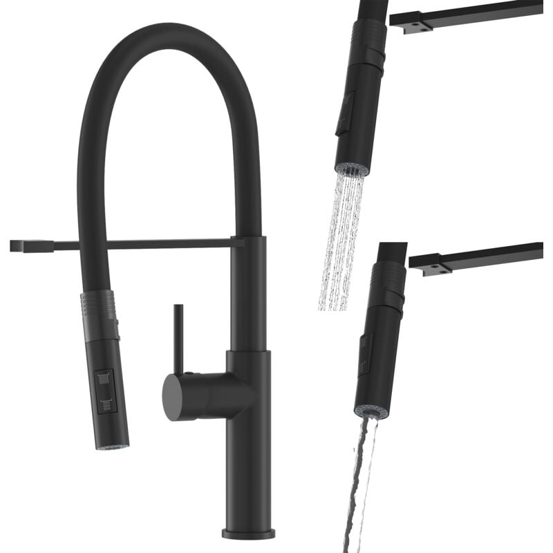 Granitan - robinet de cuisine bec flexible noir robinet de cuisine bec flexible soria