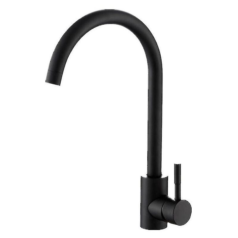 Crea - Robinet de cuisine Bec haut flexible en forme de 7, robinet mitigeur d'évier de cuisine en acier inoxydable noir, robinet d'eau chaude et