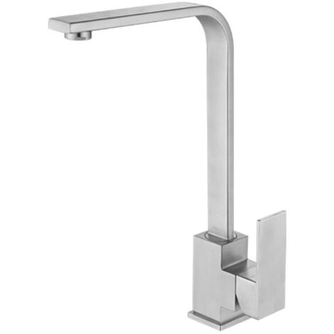 Robinet de cuisine carré en acier inoxydable, argenté