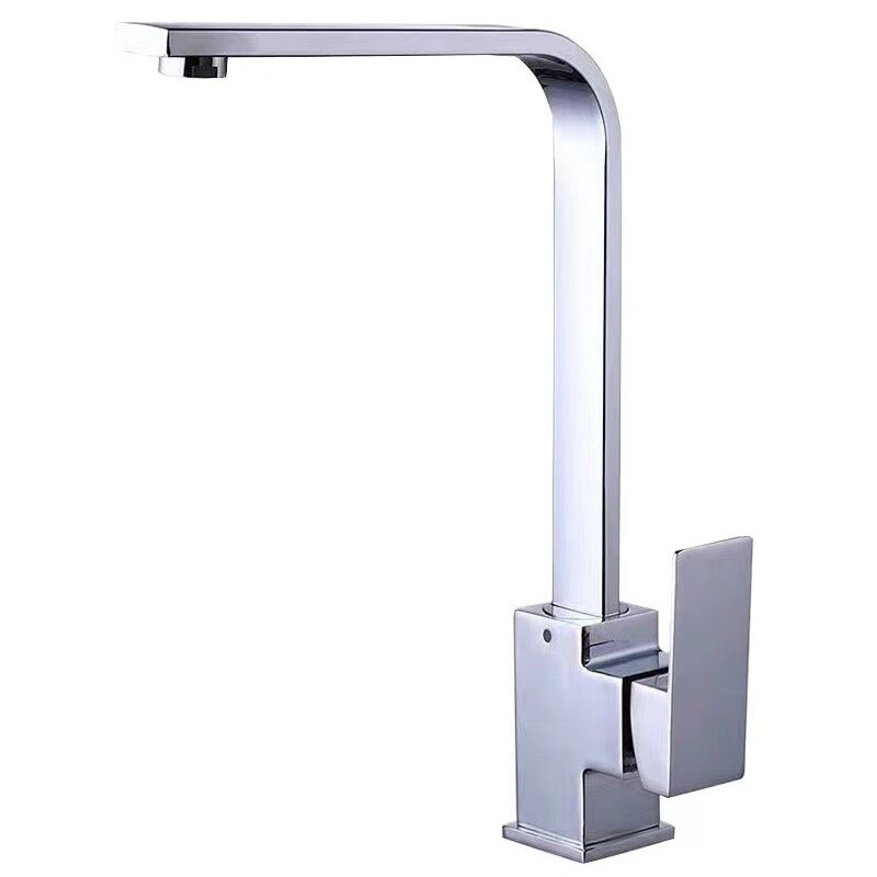 Robinet de cuisine carré en acier inoxydable, robinet chaud et froid, montage sur pont pivotant à 360 degrés ,(Color : Chrome)