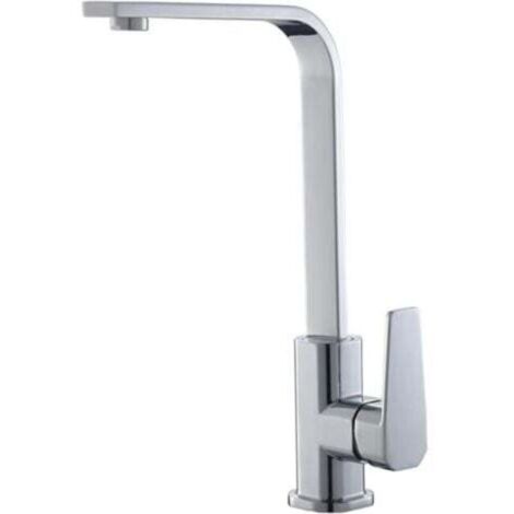 Robinet de cuisine carré, robinet d'évier de cuisine chaud et froid, Tube plat à fond en cuivre, argent brossé