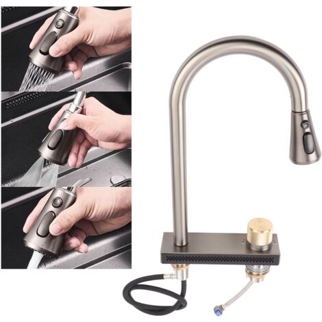 Robinet de Cuisine Cascade lavable en Acier Inoxydable Interface G1/2 avec Sprayer à Retrait