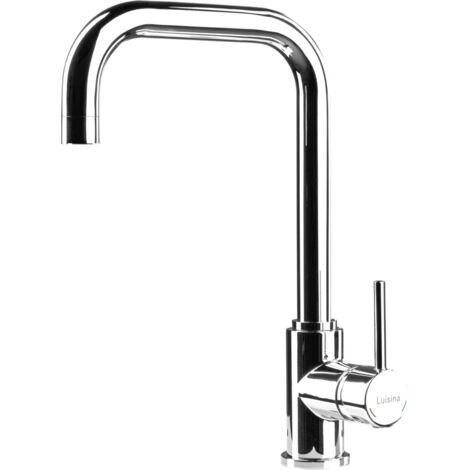 Robinet de cuisine chromé – Mitigeur coudé 360° – Hauteur sous bec 241mm – Débit 8.5 L/min – Cartouche céramique – Luisina