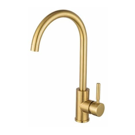 Robinet de cuisine doré en acier inoxydable Robinet de lavabo Robinet de mélange en laiton moderne pour cuisine ou salle de bains Bassin d'évier mélangeur brosse en or pinceau or court (pliant)