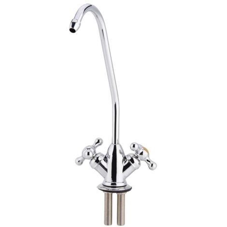 Robinet de Cuisine Double Sortie Chrome 1/4'' Alliage Zinc pour Filtre à Eau Osmose Inverse RO Eau Potable