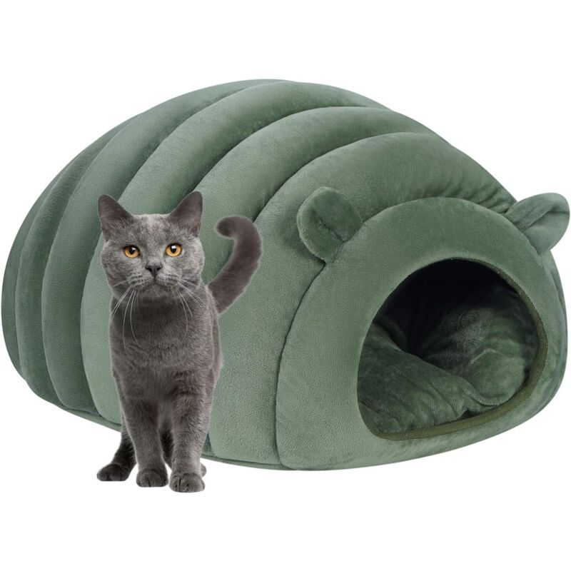 Niche pour Chat Chaud Grotte de Dôme Moelleux Lit de Chaton Chenil Panier de Chien Douillet Lit Nid Intérieur pour Animaux de Compagnie Sac de