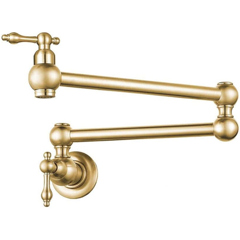 Fitags - Robinet De Cuisine Eau Froide Simple Robinet Evier De Cuisine Mural Style Moderne Pivotant à 360° Laiton Double Poignée Robinet Cuisine &