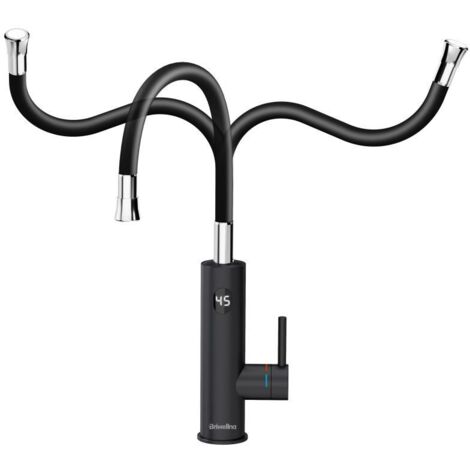 Robinet de cuisine électrique 3200 W, affichage numérique LED, en acier inoxydable, rotation flexible à 360 °, mitigeur de cuisine, robinet étanche IPX4
