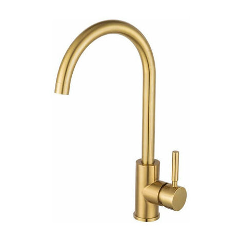 Robinet de cuisine en acier inoxydable doré Robinet de lavabo Mitigeur en laiton moderne pour cuisine ou salle de bain Mélangeur d'évier Brosse dorée Brosse courte dorée (pliable)
