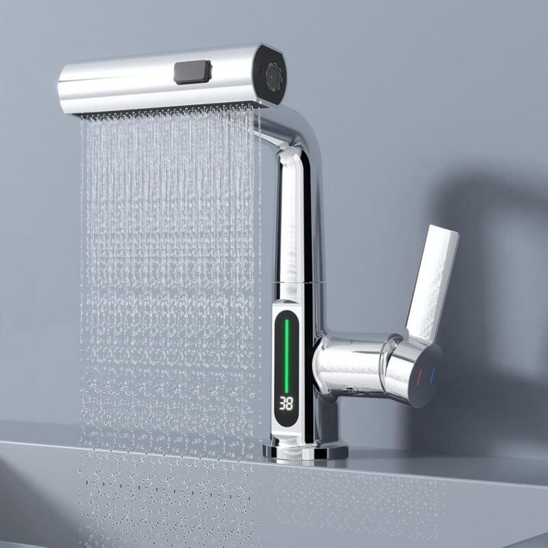 Gotrays - Robinet de cuisine en cascade avec pulvérisateur en acier inoxydable brossé nickel robinet de cuisine amovible robinet de bar commercial de