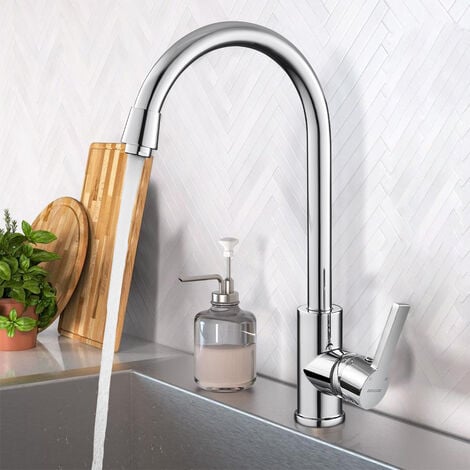 Robinet de Cuisine en Cuivre Affiné à 360° Rotation Mitigeur de Lavabo Mono-trou d'Economie d'Eau Convenant à l'Eau Chaude et Froid