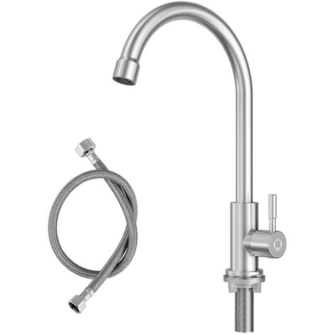 Robinet de Cuisine en Forme de U Robinet d'eau Froide de Cuisine Robinet d'évier Pivotant à 360 ° avec Barboteur Amovible