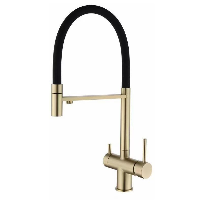 Largeight - Robinet de cuisine en laiton avec filtre à eau, robinet de filtration pour eau potable à double bec, rotation à 360 degrés, robinet de