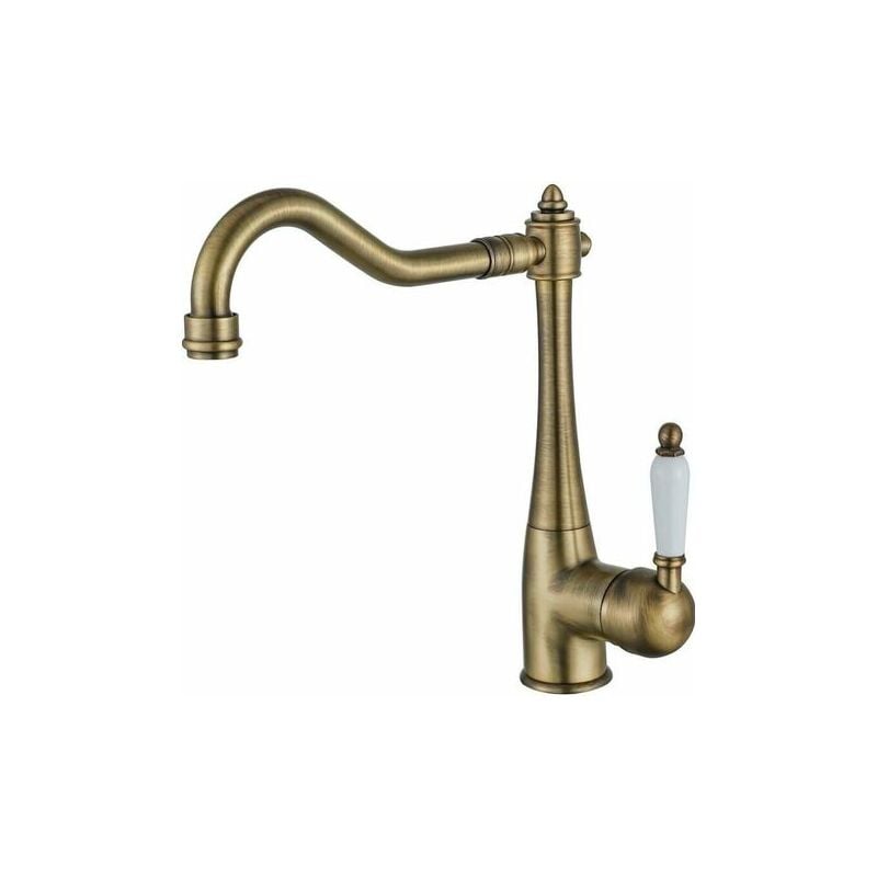 Aiperq - Robinet de cuisine en laiton vintage, robinet de cuisine antique orientable à 360°, robinet d'évier maison de campagne à haute pression,