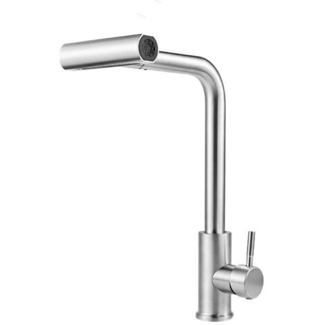 Robinet de cuisine en nickel brossé pour eau froide, Mitigeur Cuisine avec Douchette Extensible en Acier Inoxydable - Robinet de Cuisine Rotatif 360° Finition Brossée
