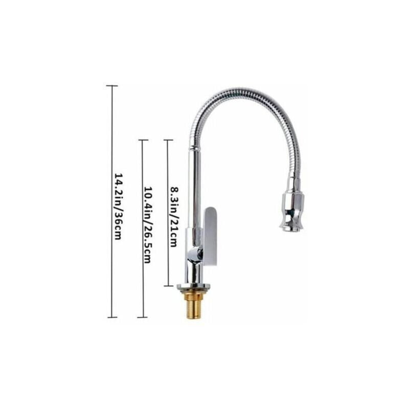 SNQ - Robinet de cuisine extérieur 360 ° rotatif monotrou mitigeur robinet de cuisine eau froide robinet de buanderie