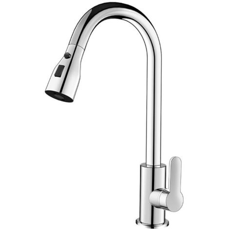 Robinet de cuisine extractible avec douchette, mitigeur de cuisine pivotant à 360°, robinet en acier inoxydable, 4 modes de pulvérisation, rétractable de 70 cm, robinet d'évier de cuisine moderne