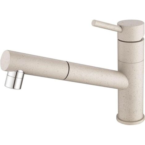Robinet de Cuisine Extractible, Mitigeur d'Évier avec 2 Modes de Pulvérisation, Robinetterie Cuisine Monocommande Rotatif à 150° en Acier Inoxydable, Cartouche Céramique, Couleur Avoine