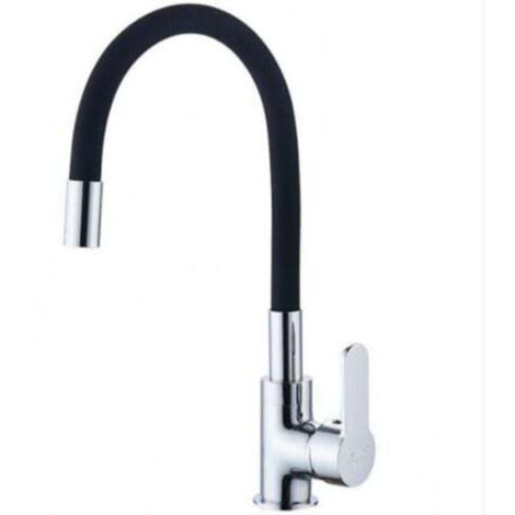 Robinet de cuisine flexible bec haut pivotant gratuit mitigeur d'évier flexible et noir robinet d'évier d'eau chaude et froide